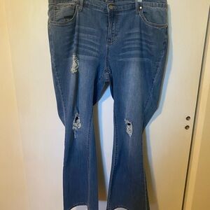 VENUS Flare Distressed Blue Jeans